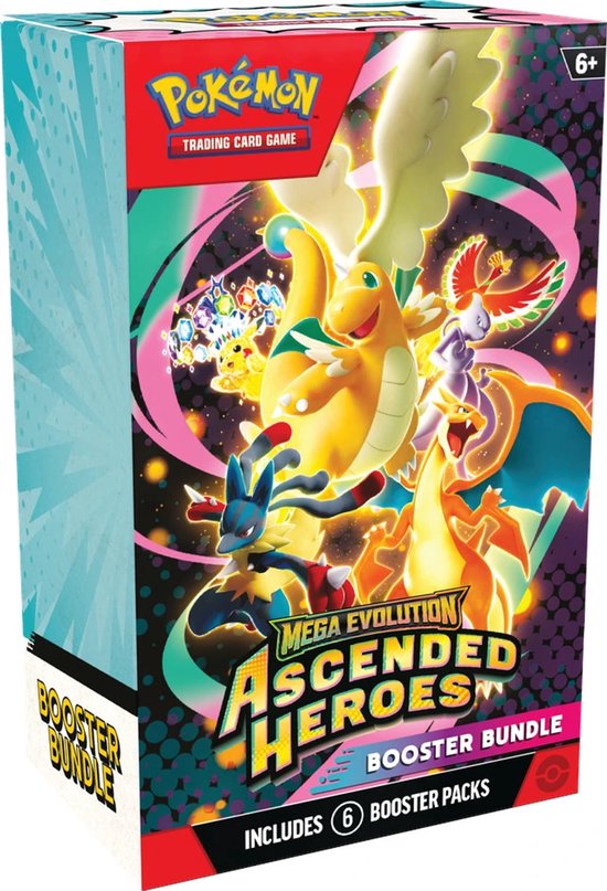 Pokémon Kaarten - Ascended Heroes - Booster Bundle - 6x Booster Pack - 60 Kaarten Totaal - Mega Evolution - TCG - Pokemon Kaarten - Pokemon Box - Pokemon Kaarten - Pokemon Cards - Pokemon Speelgoed